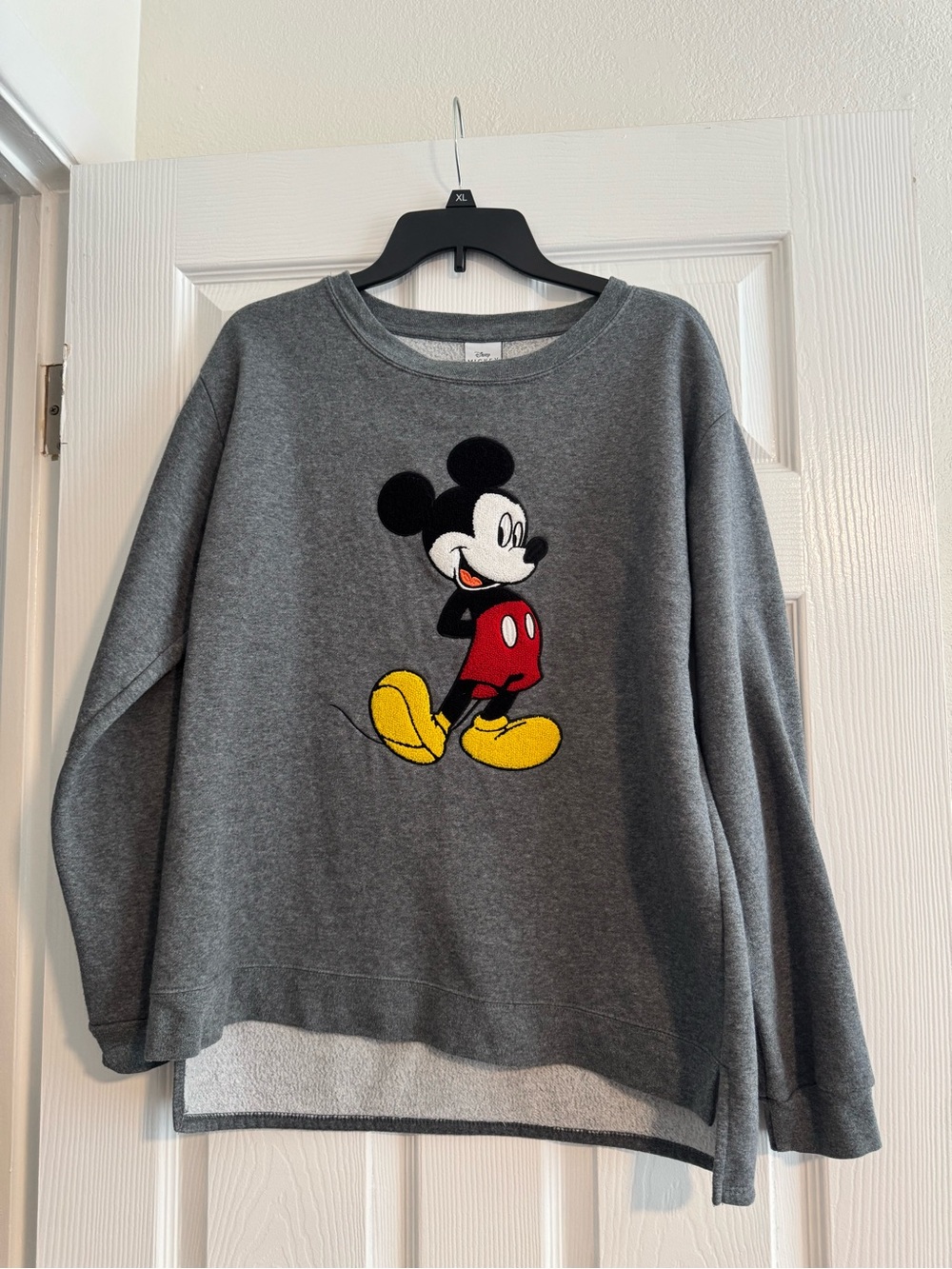 Disney Gray Mickey Mouse Crewneck Sweatshirt with Yellow Shoes